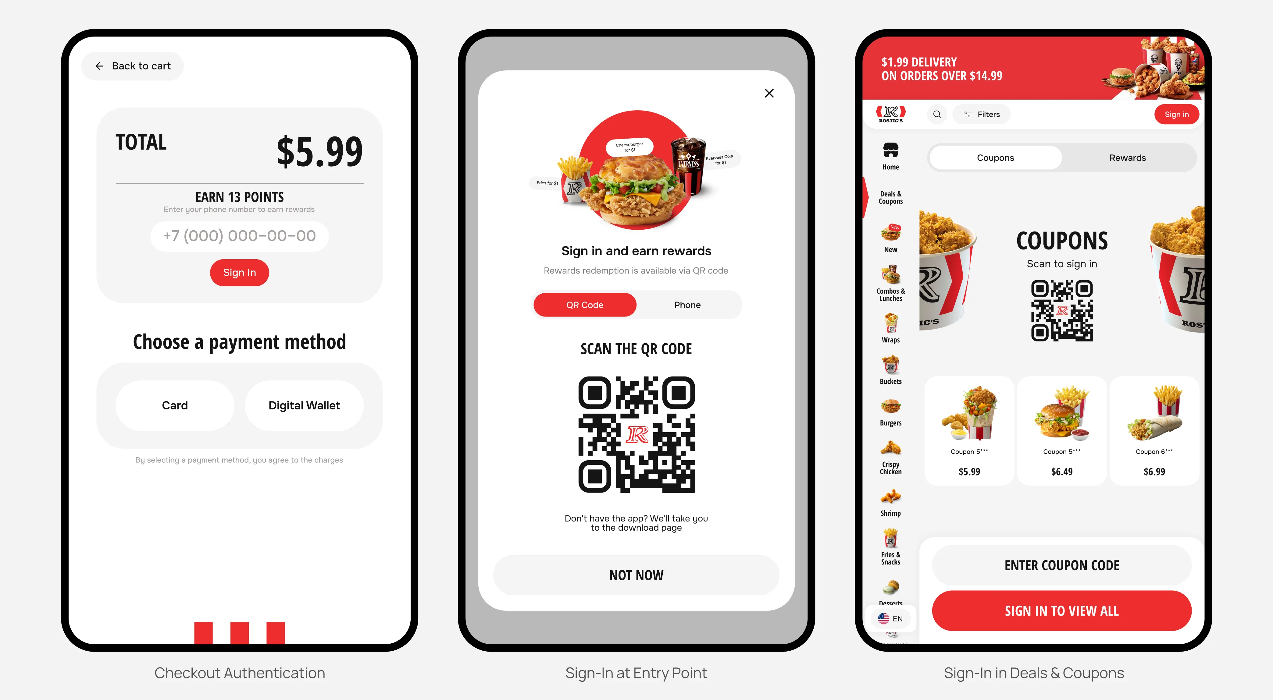 ROSTIC'S Kiosk full-width loyalty screen